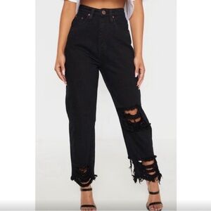PRETTYLITTLETHING Black Ripped Jeans